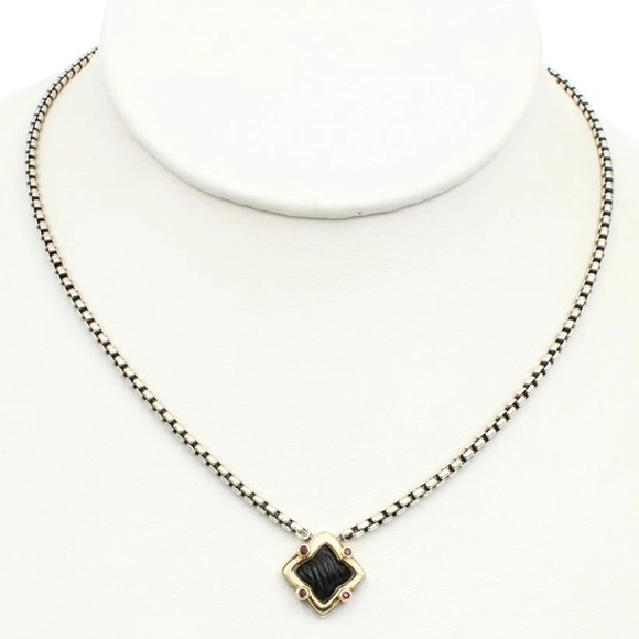 David Yurman Black Onyx, Ruby necklace